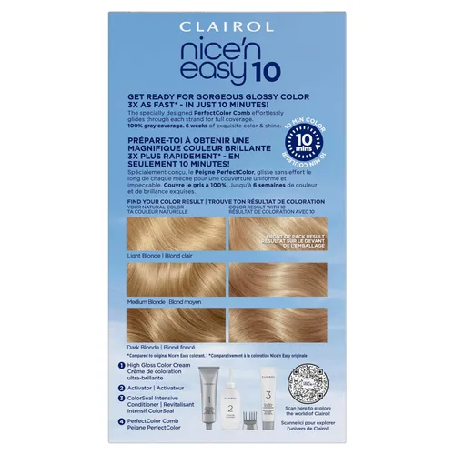 Miniatura 2 de Clairol Nice'N Easy 10 - Tinte permanente para el cabello, color rubio 10 más claro, cobertura del 100 % de las canas, color de cobertura completa