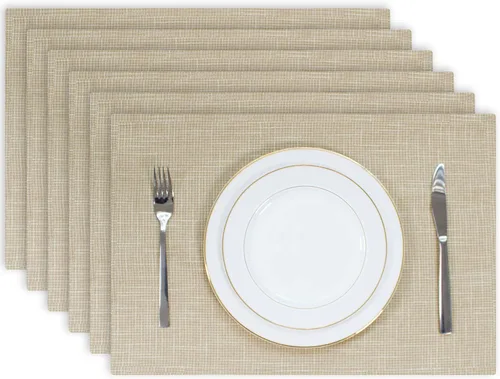 Miniatura 12 de Kevin Textile - Juego de 4 manteles individuales resistentes al calor, lavables, para fiestas, bufé, cenas, 13 x 19 pulgadas, color negro