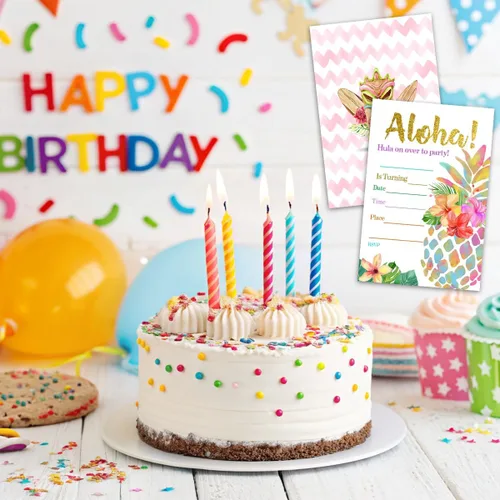 Miniatura 5 de Tarjetas de invitación para fiesta de cumpleaños, celebración de fiesta Aloha, suministros de fiesta temática de nativos americanos, regalos, 20