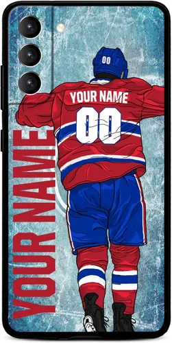 Miniatura 27 de Funda personalizada de hockey sobre hielo con nombre y número para Samsung Galaxy S22 S23 S21+ S20 Ultre S21 FE S10 S8 S9 Plus, silicona líquida