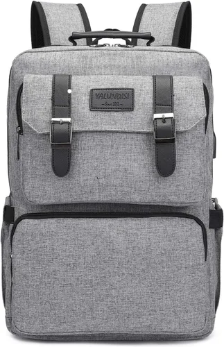 Miniatura 6 de YALUNDISI Mochila para laptop para mujeres y hombres, mochila vintage para libros, antirrobo, 15.6 pulgadas