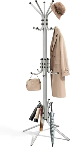 Miniatura 8 de Perchero de Metal, Árbol Perchero Independiente y Perchero de Vestíbulo con 15 Ganchos, Soporte de Perchero Resistente y Perchero para Sombreros