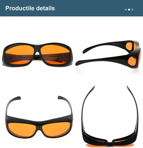 Miniatura 5 de BLUELESS Se ajustan sobre lentes de bloqueo azul con lentes teñidos de naranja, color negro 06-negro-100% bloqueo de luz azul