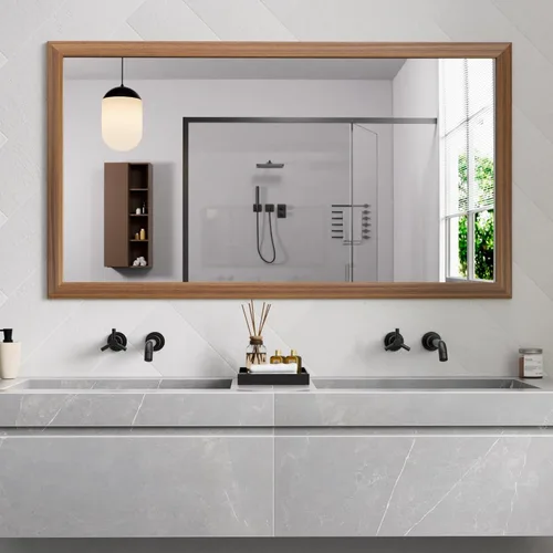 Miniatura 12 de Amorho Espejo de Baño Negro, Espejos de Pared de 24x30 Pulgadas con Marco de Metal Grueso para Sobre el Fregadero, Dormitorio, Sala de Estar
