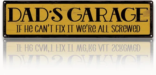 Miniatura 9 de Metal Fathers Day Gift, Retro Metal Tin Sign, Man Cave Decor, Papa's Garage, If He Can't Fix It We're Screwed, Garage Workshop Decor, Gift for Papa