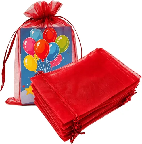 Miniatura 12 de Paquete de 50 bolsas de organza de regalo con cordón verde de 4 x 6 pulgadas para baby shower, Navidad, cumpleaños de bebé, recuerdo de fiesta
