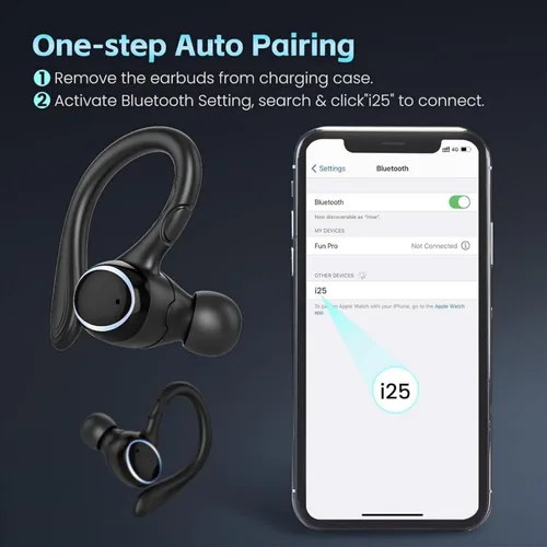 Miniatura 7 de Auriculares inalámbricos Bluetooth 5.3 con cancelación de ruido, auriculares estéreo con micrófono IPX7 resistentes al agua con gancho para teléfono