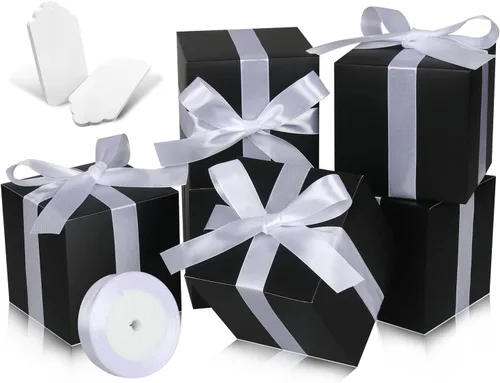 Miniatura 9 de Paquete de 50 cajas de regalo pequeñas, cajas de regalo de 2 x 2 x 2 pulgadas, cajas de regalo de papel marrón con tapas para regalos, manualidades