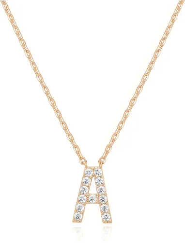 Miniatura 116 de PAVOI 14K White Gold Plated Cubic Zirconia Initial Necklace Letter Dainty Necklaces for Women