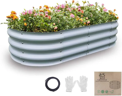 Miniatura 14 de GARDMAX 2x2x1FT Galvanized Round Raised Garden Bed Kit, Metal Planter Boxes Outdoor with Easy Assembly, Large Garden Bed for Vegetables, Fruits