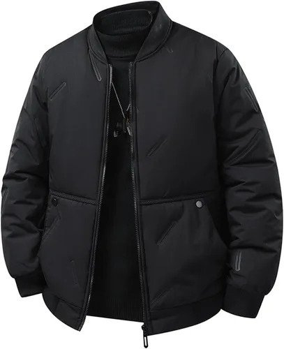Miniatura 7 de Chaquetas acolchadas para hombre, cálidas, con cremallera, casual, chaqueta bomber softshell gruesa cortavientos, chaqueta universitaria, abrigos