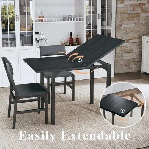 Miniatura 2 de HUAHUU Juego de mesa de comedor para 4, juego de mesa de cocina extensible con cojines y sillas, conjunto de 4, mesa de comedor rectangular