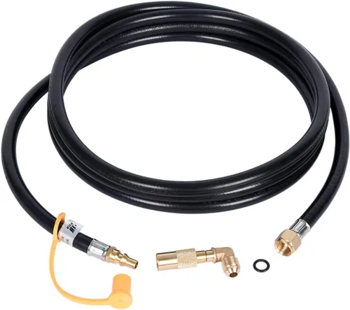 Miniatura 6 de GasSaf Manguera de propano de conexión rápida RV de 12 pies, manguera de extensión de conexión rápida de 1/4 pulgadas con adaptador de codo