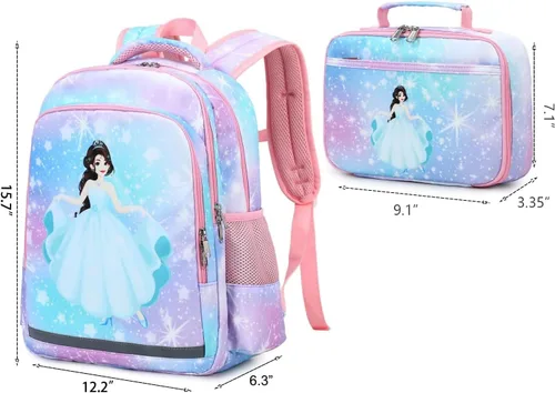 Miniatura 5 de YCBB Juego de mochilas escolares para niñas, Galaxy Princess, Mochilas de viaje