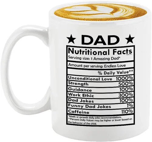 Veracco Dad Nutritional Facts - Taza de café de cerámica blanca con texto en inglés "Best Dad Ever Daddy", de hija, hijo, regalos divertidos de