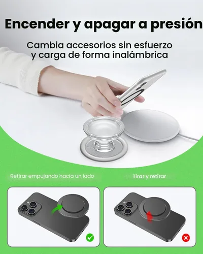 Miniatura 7 de On The Grip Soporte Magnético para Teléfono Móvil Expandible Plegable Estilo Osito de Goma 3D Soporte de Agarre y Base para Smartphone Tableta