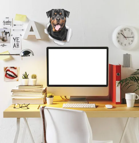 Miniatura 5 de Winston & Bear Calcomanías sonrientes 3D Rottweiler – Paquete de 2 – Calcomanías de pared Rottweiler – Regalos para amantes de los perros