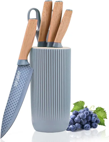 Juego de cuchillos de cocina, juego de 6 piezas de cuchillos azules y afilados Retrosohoo para la cocina, juego de cuchillos de chef de acero