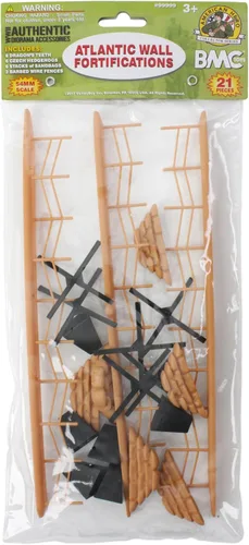 Miniatura 5 de BMC WW2 Atlantic Wall Fortifications - 21pc plástico ejército hombres accesorios