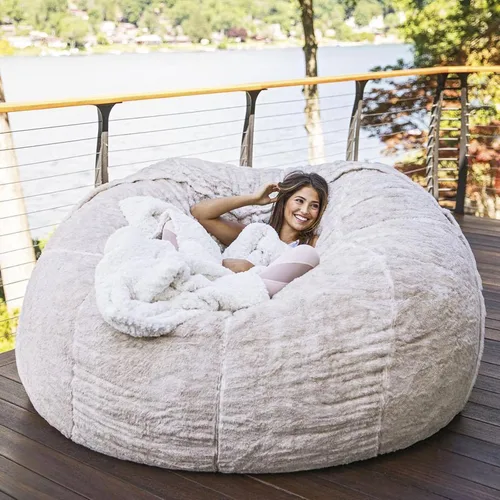 Funda para silla tipo puf (sin relleno, solo funda) para adultos y niños, funda gigante de terciopelo suave para sofá cama, funda protectora de puf