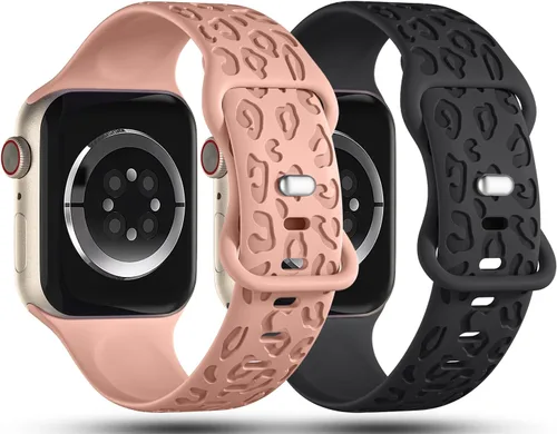 Miniatura 2 de Paquete de 2 correas con grabado de leopardo compatibles con Apple Watch de 1.614 in 1.575 in 1.496 in 1.929 in 1.811 in 1.772 in 1.732 in 1.654 in