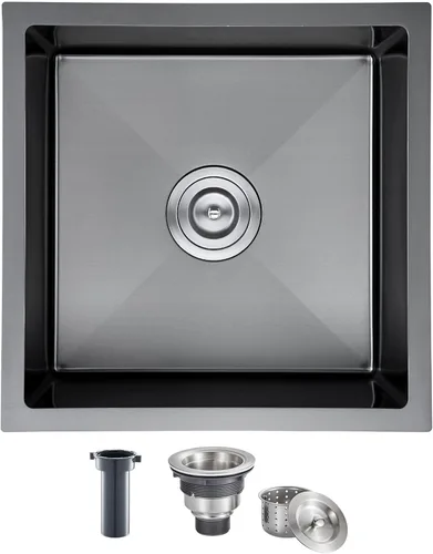 Miniatura 16 de Fregadero de cocina de 20 pulgadas, acero inoxidable SUS304 hecho a mano, fregadero de cocina con colador de fregadero (cepillado), 20 x 16 x 9