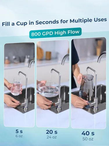 Miniatura 3 de VIOMI Sistema de ósmosis inversa de reducción PFAS 800GPD, certificado NSF/ANSI 42, 53 y 372, filtro de 9 etapas y 48 meses, sistema de filtro