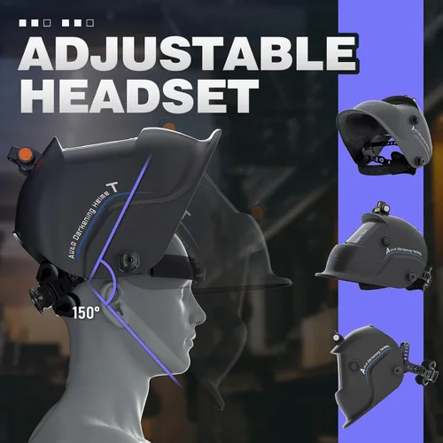 Miniatura 6 de 1/1/1/1 Casco de soldadura con oscurecimiento automático, color real, con luz, funciona con energía solar, con sombra ancha 4/9-13 para TIG, MIG