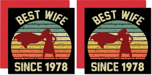 Miniatura 44 de Tarjeta de 71 aniversario para esposa de parte del esposo – La mejor esposa desde 1954 – Regalos con texto en inglés "I Love You", tarjetas