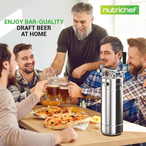Miniatura 7 de NutriChef Sistema de Grifo para Barril Presurizado, Kit Portátil de Dispensador de Mini Barril de Acero Inoxidable de Doble Pared de 128oz