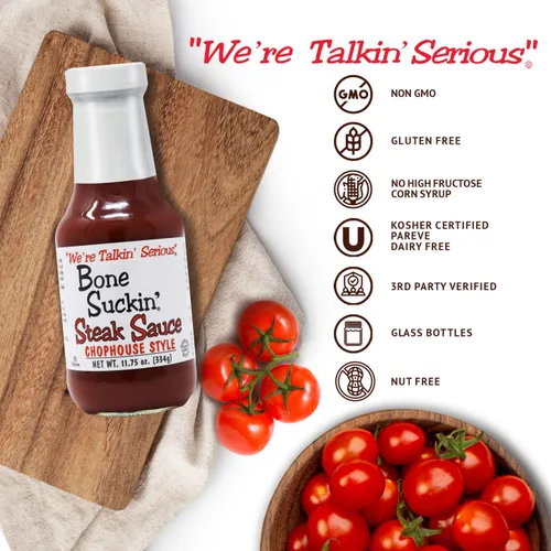 Miniatura 5 de Bone Suckin' Salsa de carne, para filetes, hamburguesas, pastel de carne, chuletas de cerdo y pollo, sabor picante, sabroso, ahumado ligero