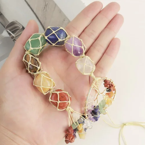 Miniatura 5 de Anjiucc Adornos colgantes de cristal hechos a mano para ventana de auto, 7 chakras, adorno para el hogar, yoga, meditación, decoración del coche