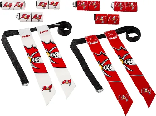 Miniatura 22 de Franklin Sports NFL - Conjuntos de fútbol con bandera del equipo de la NFL, cinturones + banderas, para niños + adultos, se adapta a cintura