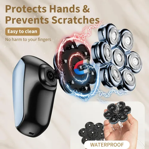 Miniatura 2 de SHPAVVER Afeitadoras de cabeza para hombres calvos: maquinilla de afeitar eléctrica 5 en 1 - Kit de aseo de afeitar impermeable IPX7 para hombres