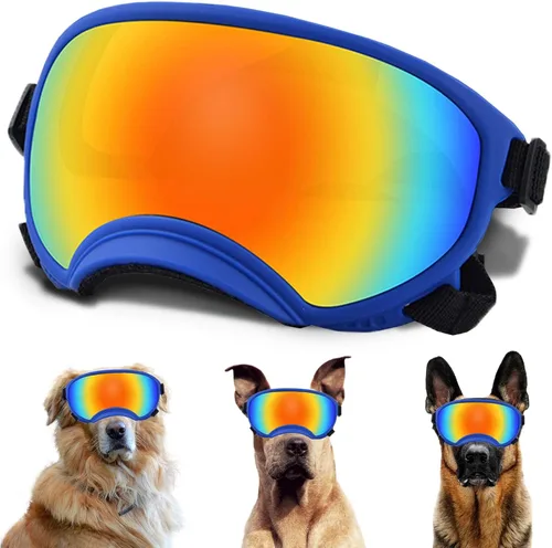 Miniatura 27 de Gafas de sol grandes para perros con correa ajustable, protección UV, a prueba de victorias, adecuadas para perros medianos y medianos