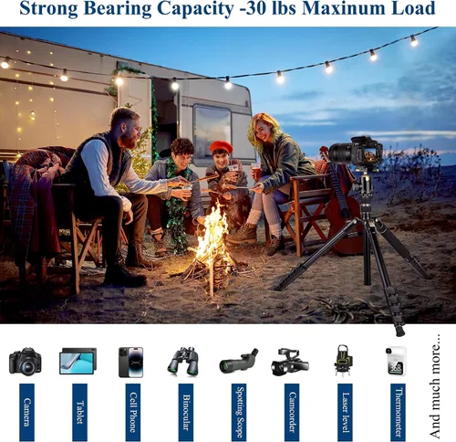 Miniatura 3 de Trípodes de aluminio de 77" para cámara y monópodos, trípode compacto de viaje Victiv para cámara DSLR, visor de observación, telescopio, Dorado