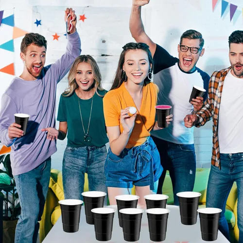 Miniatura 3 de 120 vasos de plástico negros de 16 onzas para Halloween, vasos desechables de plástico negros para fiestas para beber, degustaciones servidas