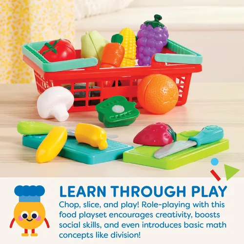 Miniatura 5 de Battat – Juguete de Comida de Juguete para Niños – Juguetes de Cocina para Juegos de Rol de Chef Pretend – Cesta de Productos del Mercado de Rojo