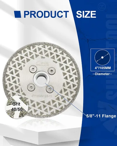 Miniatura 2 de SHDIATOOL Disco abrasivo de diamante de 4 pulgadas para muela de corte de diamante recubierta de un solo lado de mármol de granito con eje de 5/8