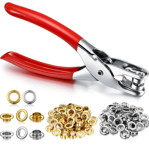 Miniatura 10 de Mudder Kit de Herramientas de Alicates para Ojales y Arandelas de 301 Piezas, Alicates Perforadores de Ojales y Arandelas para Tela y Cuero con 300