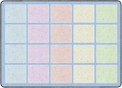 Flagship Carpets Happy Squares Pastel - Alfombra educativa de área para aula en colores pastel para niños y maestros, calidad duradera para