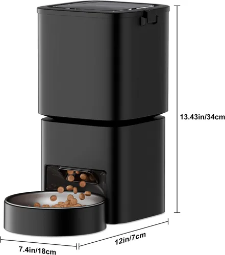 Miniatura 8 de Comedero automático para gatos, 5 l/21 tazas, alimentador automático para mascotas, alimentador automático de doble potencia, dispensador