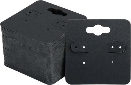 joycraft 100 Piezas Tarjetas de Soporte para Exhibición de Aretes, Tarjetas Colgantes de Aretes Negros de 2 Pulgadas, Etiquetas de Joyería de Papel