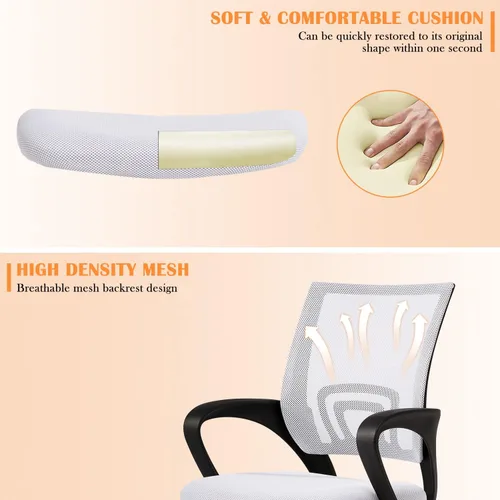 Miniatura 5 de Sillas de oficina, silla de escritorio, silla de computadora con soporte lumbar y reposabrazos, silla de trabajo ergonómica ajustable con respaldo