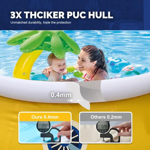 Miniatura 4 de DIMAR GARDEN Piscina inflable de espray de piscina de 6 pies x 29 pulgadas, piscina de elefante redonda al aire libre con anillo superior de aire