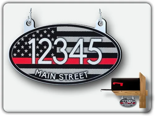 Miniatura 14 de Curb N Sign Placas de Números Colgantes para Buzón - Hechas de Material Compuesto de Aluminio - Súper Reflectantes, Opciones de Doble Cara Números