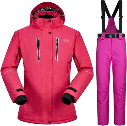 Miniatura 9 de Conjunto de chaquetas y pantalones de esquí para mujer, invierno al aire libre, talla grande, trajes de esquí cálidos con capucha, trajes de nieve E
