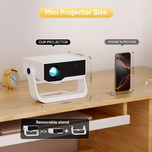 Miniatura 8 de Proyector con WiFi y Bluetooth, Aplicaciones Integradas Soporte 4K Sistema Operativo Inteligente Proyector Portátil para Dormitorio Nativo 1080P