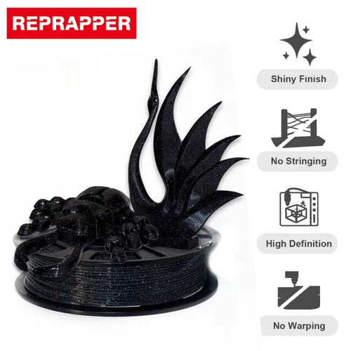 Miniatura 4 de RepRapper Filamento de ácido poliláctico (PLA), paquete de muestra de purpurina multicolor, brillante Galaxy Silk PLA0.069 pulgadas para impresora