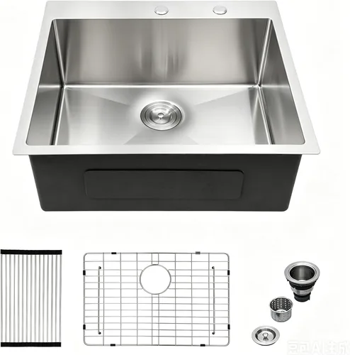 Miniatura 23 de Mocoloo Fregadero de barra de 13 pulgadas con caída en la parte superior, fregadero de cocina pequeño de acero inoxidable T304 de 13 x 15 pulgadas